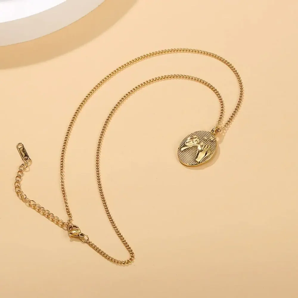 Pinky Promise Oval Pendant Necklace Friendship Gift For Her 18K Gold Plated - Picture 13 of 13